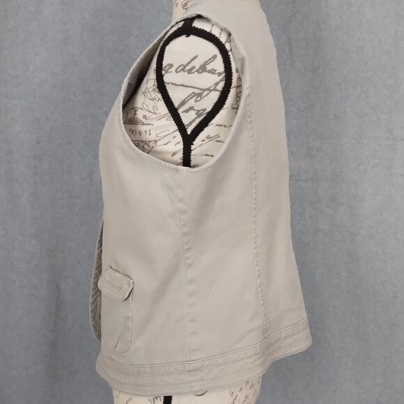 Chico’s | Cotton Khaki Vest Open Front | Size L (12) - Picture 4 of 8